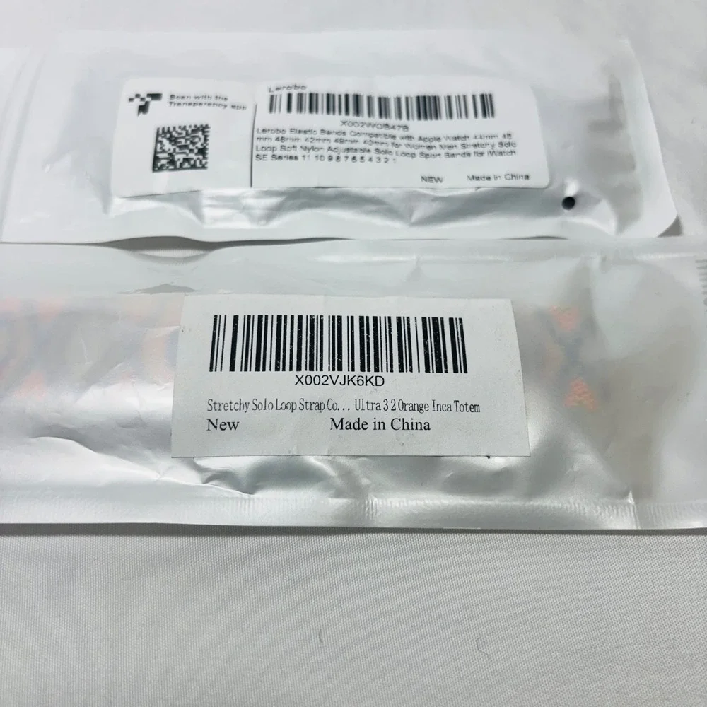 2 Pack Apple Watch Stretchy Solo Loop Bands Black Orange Boho 42-49mm